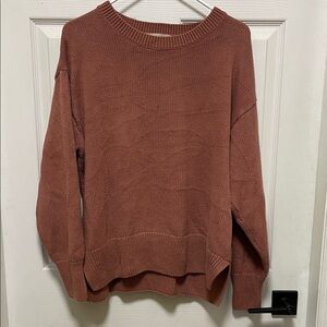 Philosophy |Burnt Dusty Rose |Drop Sleeve| Round Neck|Split Hem| Sweater|Size XL